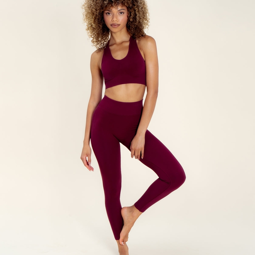 Burgundy Sports Bra and Leggings Set